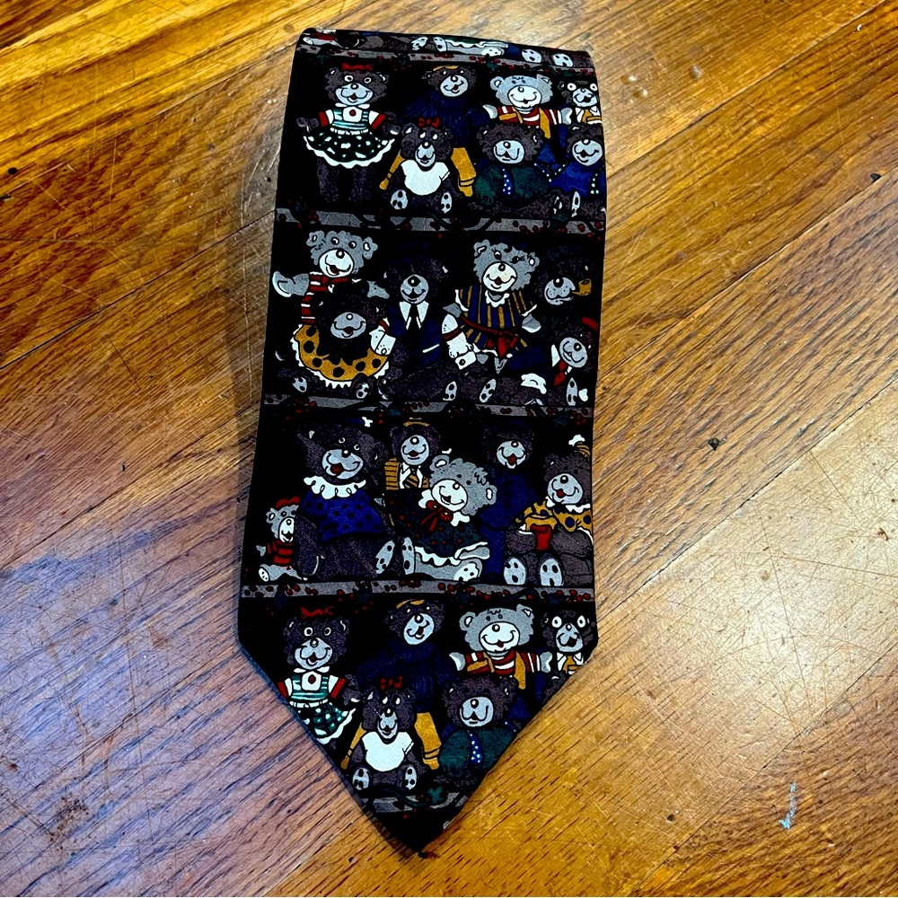 Vintage Christmas Teddy Bears Full length Novelty Necktie By HoHoHo